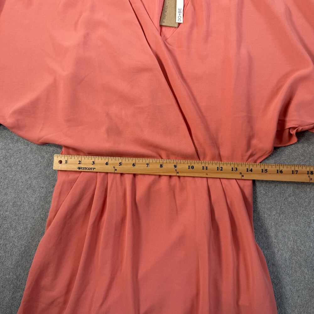 DO+BE Women's Medium Coral V-Neck Short Dress Kimono Sleeve with Pockets New - Picture 13 of 15